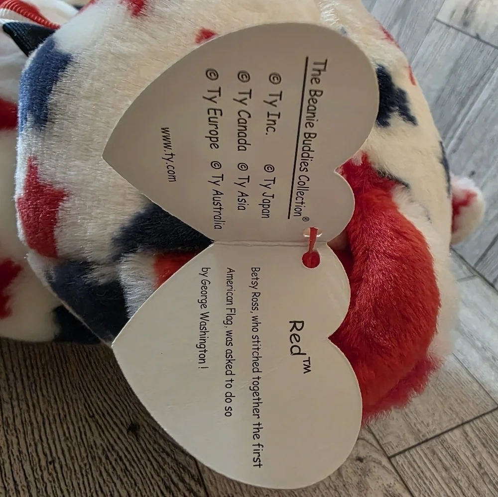 Ty Red  Plush Bear with Red, Blue, and White Stars